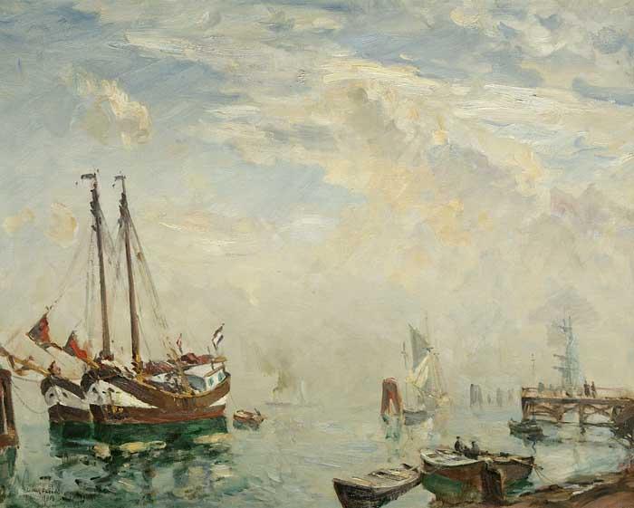 Ulrich Hubner Hafenansicht oil painting picture